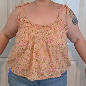 Floral Peach Sleeveless Top